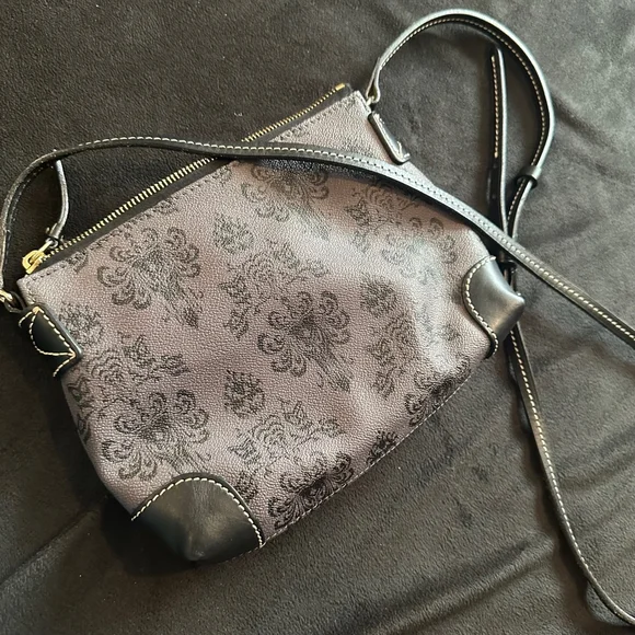 Disney Dooney & Bourke Haunted Mansion Wallpaper Crossbody Bag Gray RARE